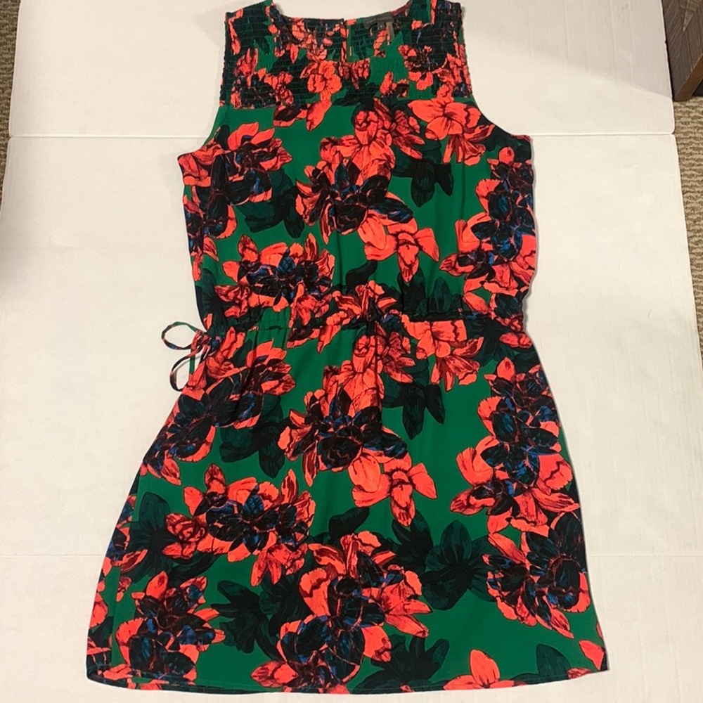 Vince Camuto Drawstring Waist Floral Dress